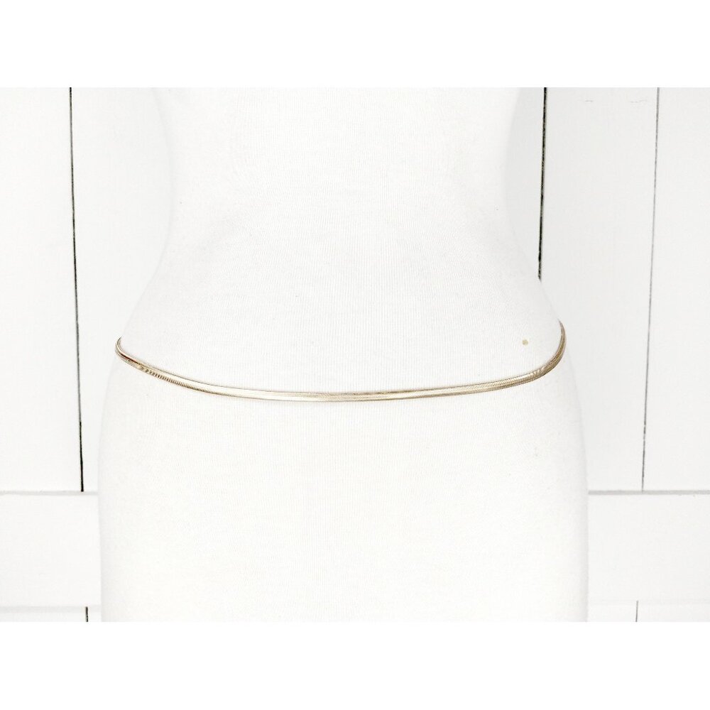 Gold metal flat snake chain link dainty lightweight skinny belly chain belt